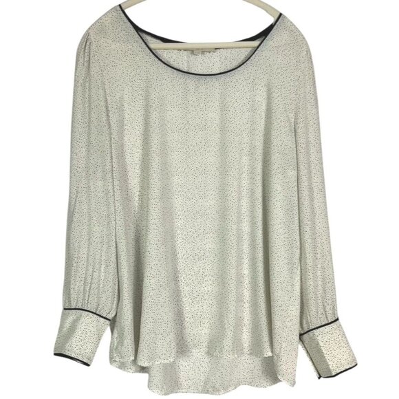 NWOT LOFT Top, White with Black & Gray Specks, size XL, 100% Polyester - Picture 1 of 8